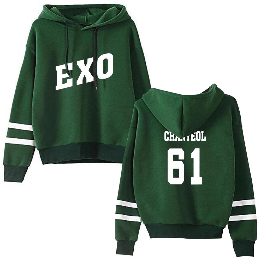 Kpop EXO мужские и женские толстовки Толстовка Флисовая теплая XIUMIN уличная унисекс размера плюс Kawaii хип хоп Корейская одежда - Цвет: green61
