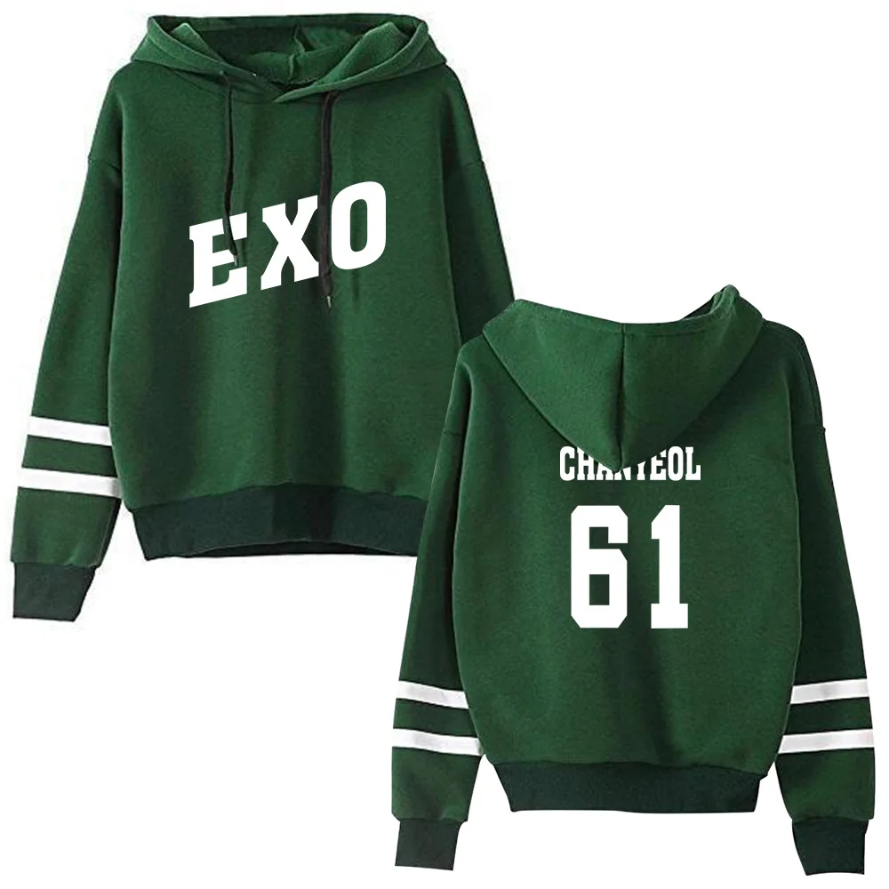 green61 Kpop EXO мужские и женские толстовки Толстовка Флисовая теплая XIUMIN уличная унисекс размера плюс Kawaii хип хоп Корейская одежда - Цвет: green61