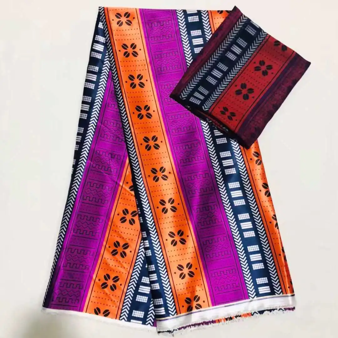 Ghana Kente атласная шёлковая ткань модная африканская шифоновая Печатный воск узор дизайн Экологически чистая шелковая ткань для вечерние платья SM30