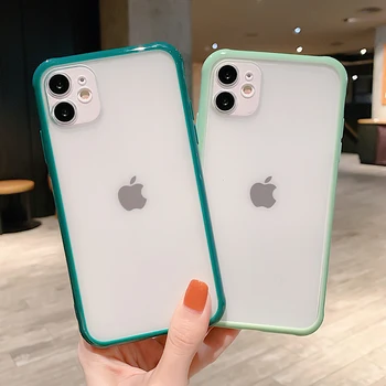 

Solid Color Shockproof Phone Case For iPhone 11 Pro Max XR XS Max 7 8 6 Plus X Clear Soft Candy Color Frame Back Cover