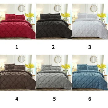 

2/3PCS Luxury Quilt Duvet Cover Set Elegant Soft Pillowcase Adult Bedding Bed Solid Home Textile Polyester Fibre Hotel Wedding