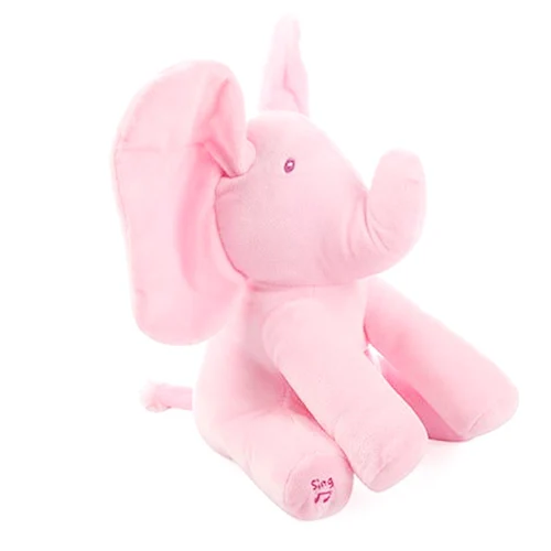 30 см Peek-a-Boo слон может поть ухо двигаться Плюшевая Кукла электрическая кукла музыка застенчивый слон - Цвет: Pink