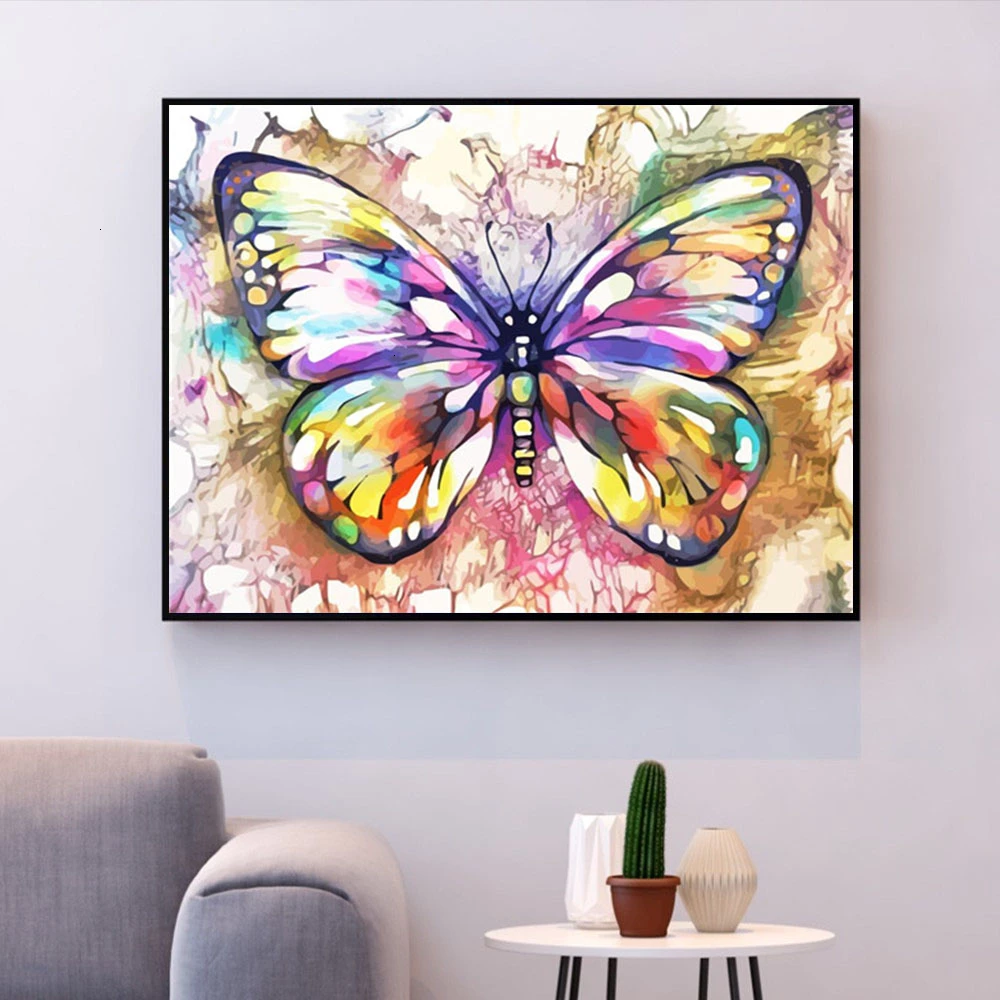 HUACAN живопись по номерам животные бабочка ручная роспись наборы Рисование холст картины украшение дома DIY подарок