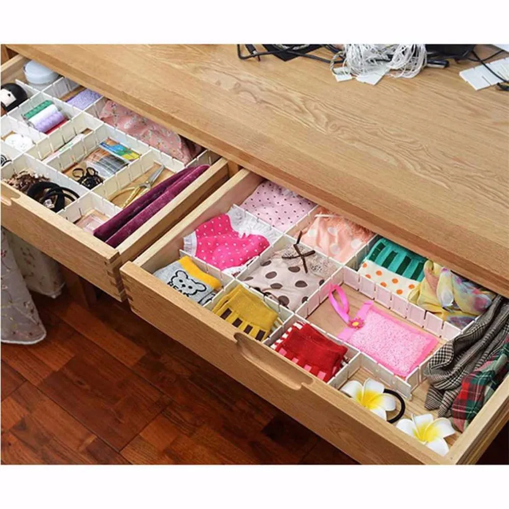 6 решеток Пластиковый DIY ящик с сеткой разделитель шейный органайзер для носков и белья бытовой офисный органайзер для хранения предметов первой необходимости