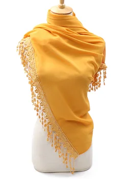 

High Quality Women Plain Bubble Chiffon Tassels Muslim Hijabs Shawls Headscarf Tudung Spring Summer Autumn Shawl 180x70cm