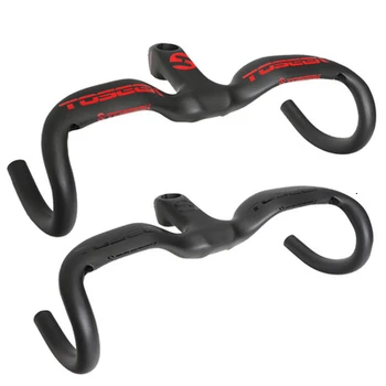 

Hot TOSEEK Black/Red T800 Matte Full Carbon Fiber Integrated Road Bicycle Handlebar Bike Handle Bent bars with stem 40/42/44CM