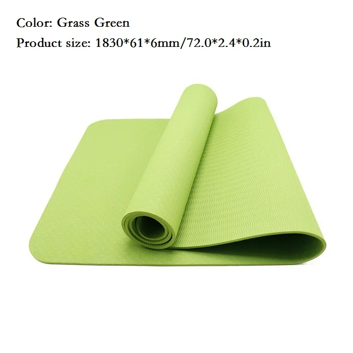 1830*600*6 мм TPE нескользящий коврик для йоги безвкусный Пилатес фитнес спортзал упражнения спортивные подкладки для начинающих скручивающийся легкий коврик для йоги - Цвет: B Grass Green