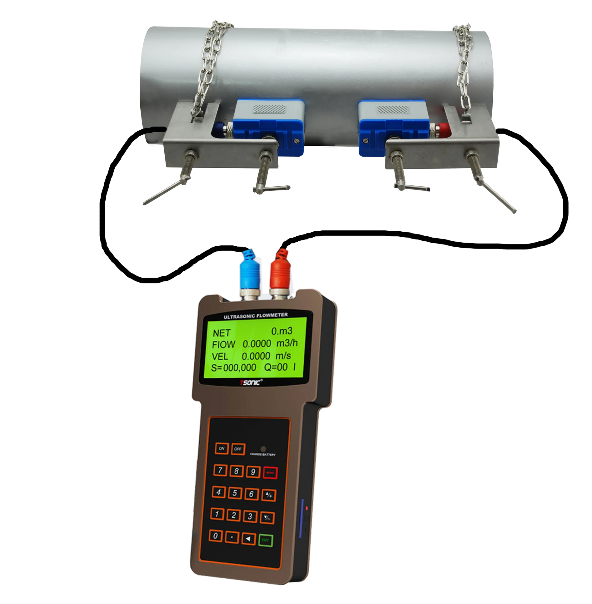 

Handheld Portable Ultrasonic Flow Meter with clamp on sensor DN20~~6000MM
