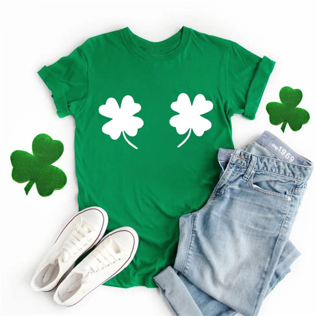 Ирландская футболка с клевером женские футболки принтом кэттон забавные игры