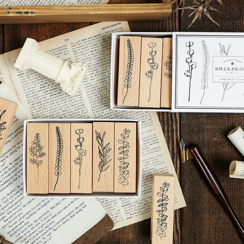

Retro natural plant collection series stamp DIY wooden rubber stamps for scrapbooking stationery scrapbooking standard stamp