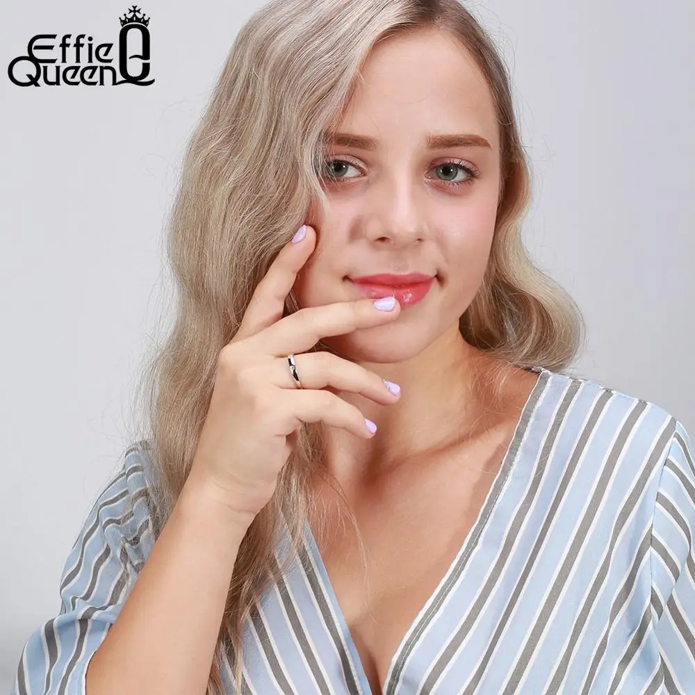 Effie queen, настоящее 925 пробы, Серебряное Женское Обручальное кольцо, женское серебряное кольцо с AAA CZ цирконием, ювелирное изделие для помолвки TSR67