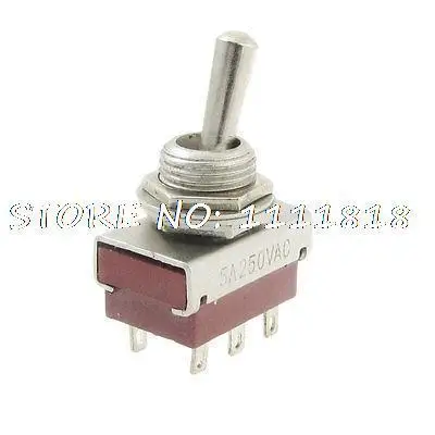 

5 Pcs AC 250V 5A 6 Pins DPDT ON/ON 2 Position 6 Terminals Mini Toggle Switch