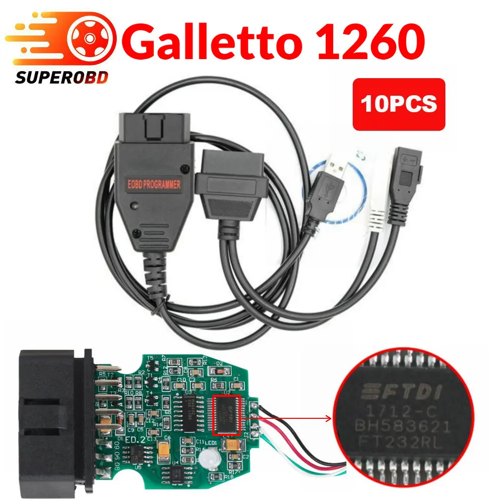 10 шт. Galletto 1260 FTDI чип EOBD ECU программист для чтения записи автомобиля Flasher работает