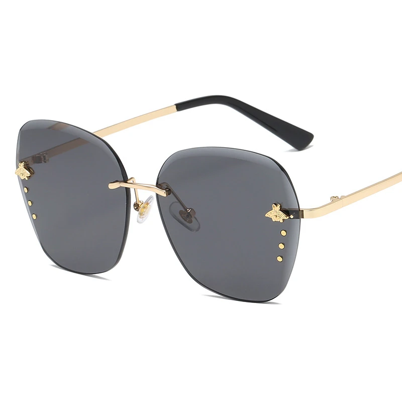 Square Metal Eyewear Honey Bee AccessoriesGradient Colors Lenses Driving UV400 2020 Women