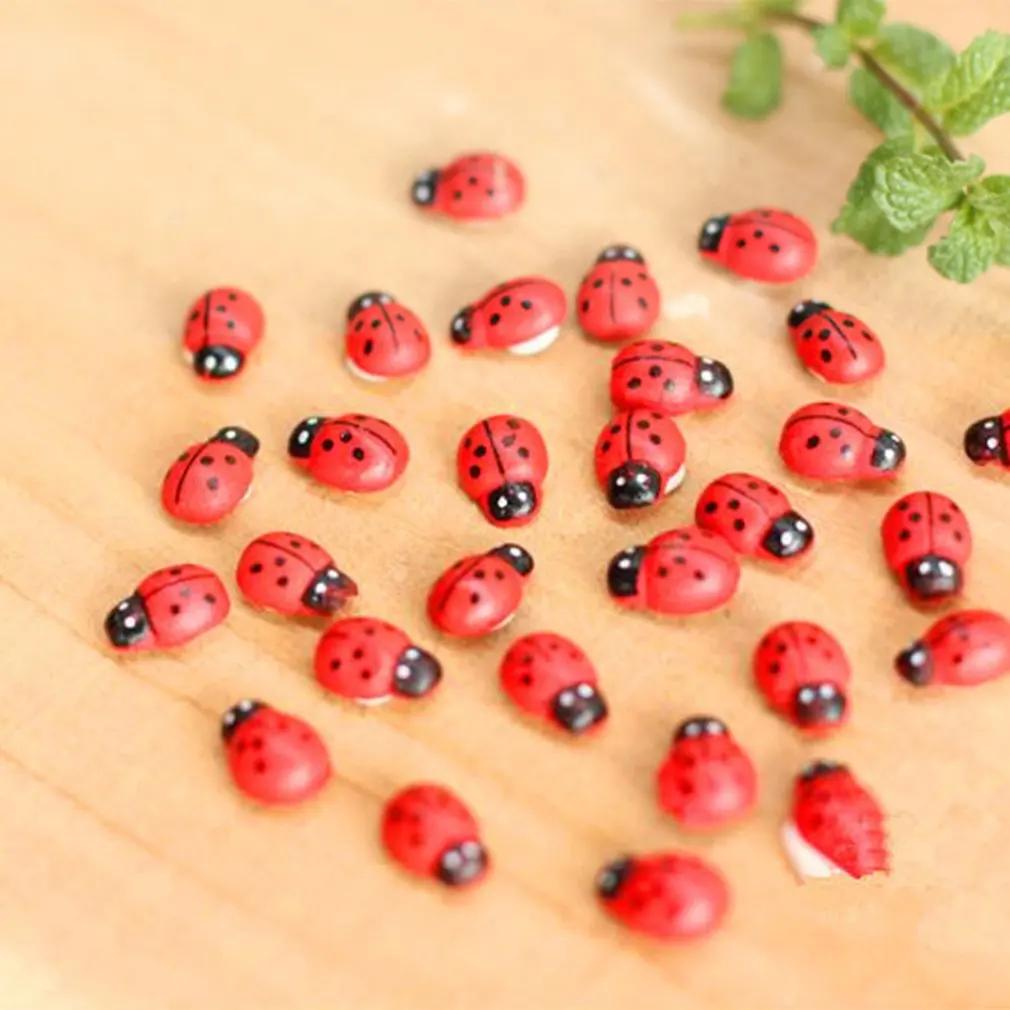 10 шт./компл. микро пейзаж искусственный цветок Божья коровка Деревянные Жуки стол