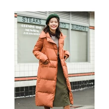 INMAN, Женский утепленный длинный пуховик с капюшоном, теплое зимнее пальто на утином пуху, женские кожаные пальто