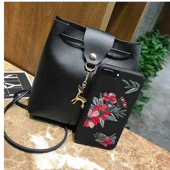 

2020 New Solid Color Pouch Shoulder Diagonal Bag Handbag Mobile phone bag ladies trendy casual fawn pendant messenger bags
