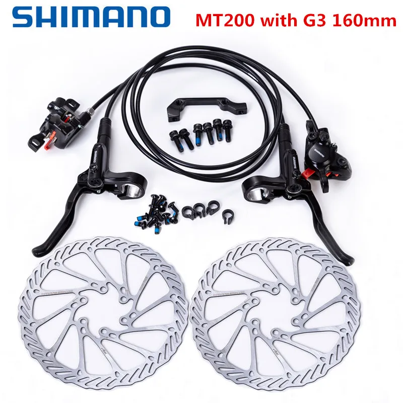 Shimano MT200 Brake bicycle MTB Bike Hydraulic Disc Brake Set clamp mountain bike Brake M315 Updated w/n G3 HS1 RT56 RT30 Rotor - Цвет: MT200 with G3