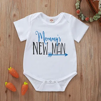 

Mommy's New Man Letter Baby Girl Boy Jumpsuit Infant White Short Sleeve Cotton Rompers Summer Baby Toddler Clothes Ropa De Bebe