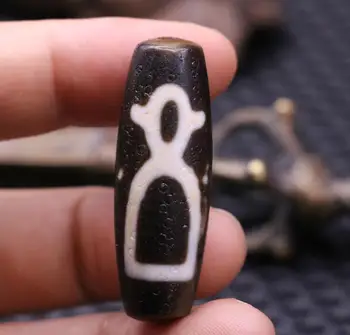 

unique Energy Unique Collectible Unique Magic Power Tibetan Old Agate 2 Wealth God dZi Bead Pendant Totem AJK898