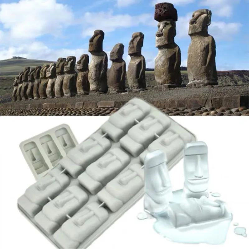 Алмазные дизайнерские бетонные силиконовые формы много форм сова формы для цемента горшок для кактуса ремесла глина гипсовая форма силиконовые формы - Цвет: A-moai