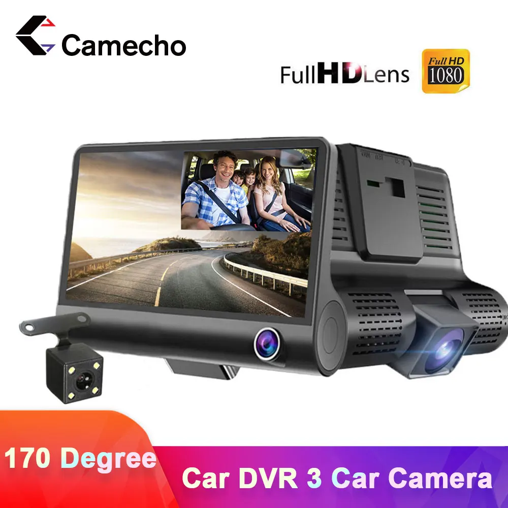 Видеорегистратор Camecho 4 дюйма 3 камеры FHD 1080P | Автомобили и мотоциклы