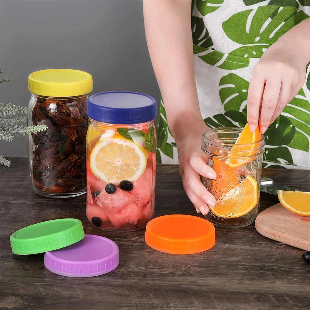 16Pcs Regular Wide Mouth Canning Jar Lids 70mm 86mm Plastic Storage Caps Leak-proof Sealing Cover