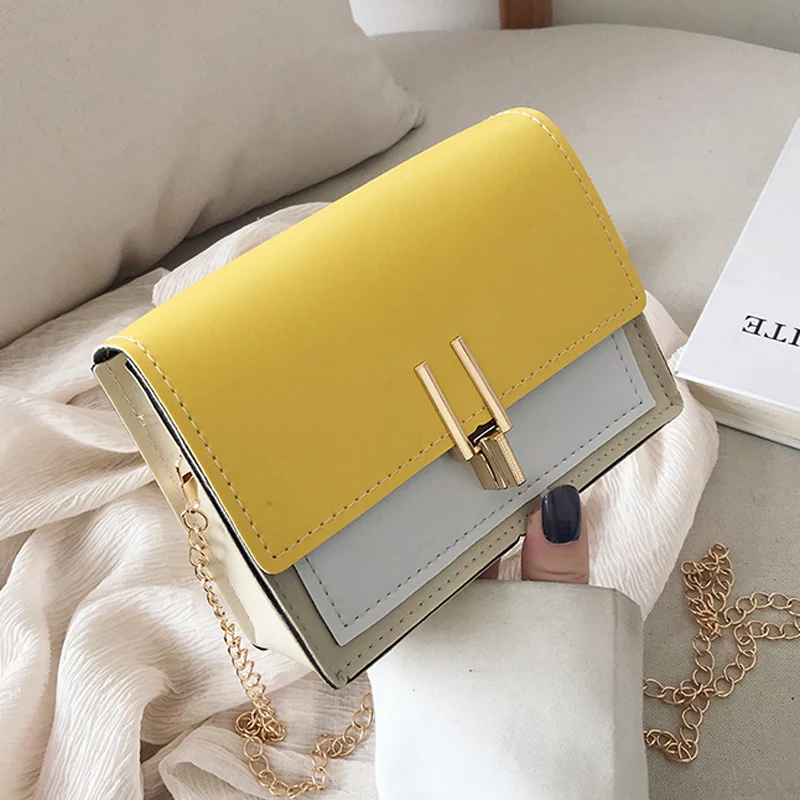 yellow Мини кожаные сумки через плечо для женщин зеленая цепочка сумка через плечо женские сумки для путешествий и сумки Сумка через плечо - Цвет: yellow