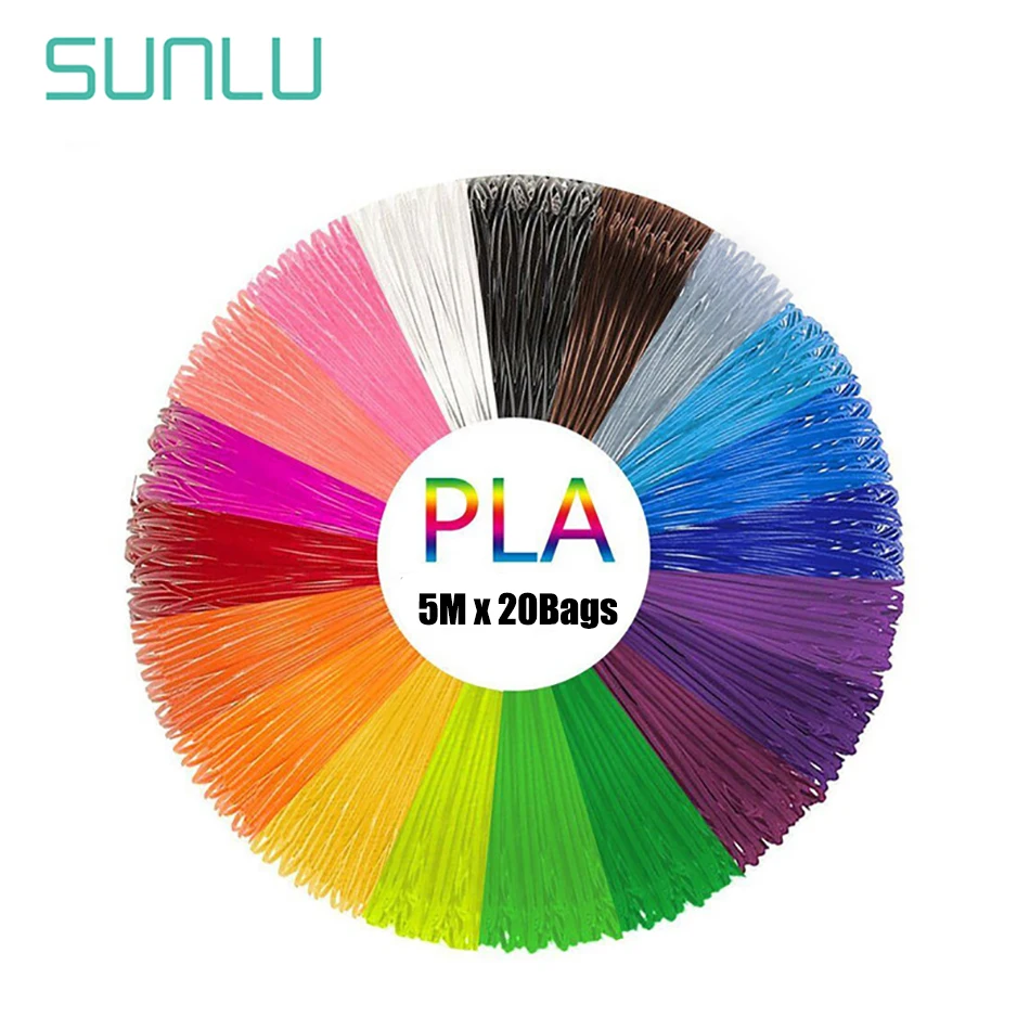 

SUNLU 1.75mm PLA Filament 3d Printing Pen Suppliers 20 Colors Plastic PLA 3D Pens Consumable 100m