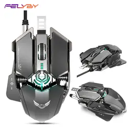 FELYBY игровая мышь 4000 dpi эргономичная USB Проводная игровая мышь с 10 программируемыми кнопками для ПК, ноутбука, компьютера