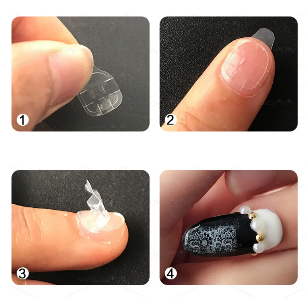 5 Sheets/24pcs Double Sided False Nail Art Adhesive Tape Glue Sticker DIY Tips Fake Nail Acrylic Manicure Gel Makeup Tool D40