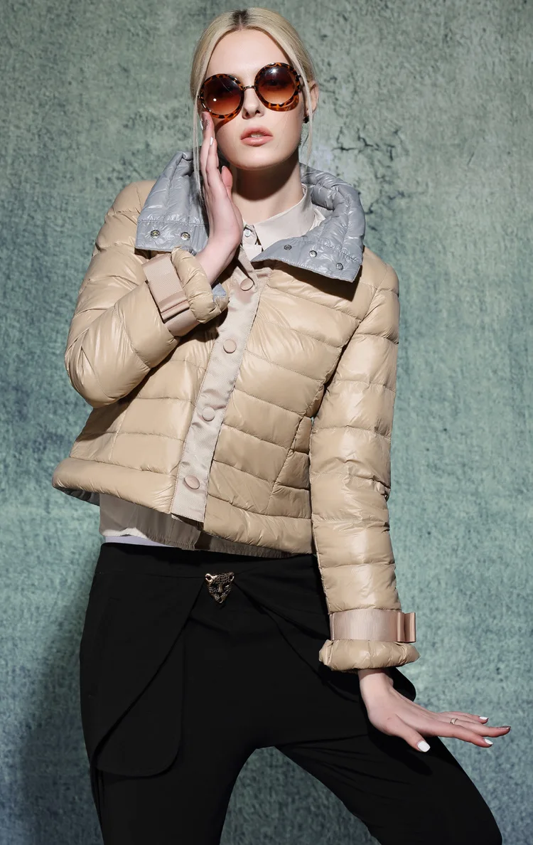 

Europe And America WOMEN'S Dress Business Spring And Autumn New Style Coat-Style Mixed Colors Short Thin Fashion down Jacket