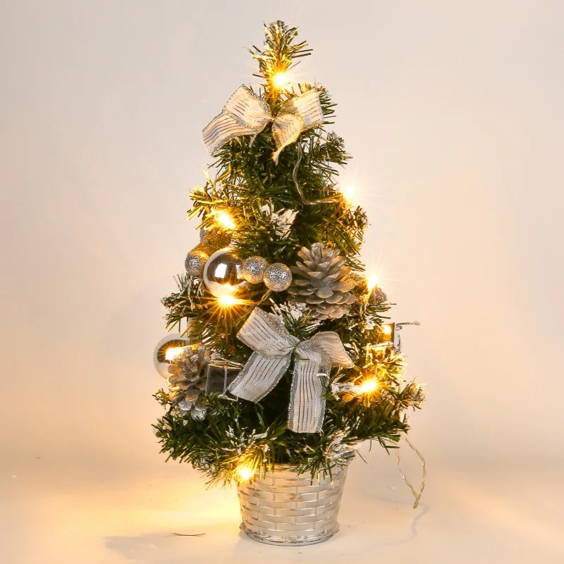 40 см искусственная Рождественская елка с питанием от батареи роскошное освещение Настольная мини сосновая елка navidad украшения