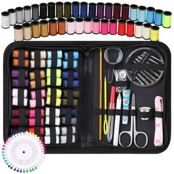 

128 pcs/set Sewing Kits DIY Needle Threader Sewing Box Set for Hand Quilting Stitching Embroidery Thread Sewing Accessories