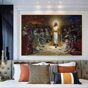 

Christian Jesus Saves the World Wall Art Canvas Painting Figure Wall Art Prints Pictures For Church Living Room Home Decoration
