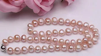 

New Natural Purple 8-9mm Real Cultured Freshwater Pearl Necklace 18" natural Luxury Ms. girl Wedding Jewelry
