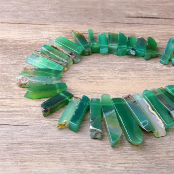 

Green Aventurine crystal Point Beads Green Quartz Stick Top Drilled Point Pendant Beads,Rough Quartz Pillar Beads Jewelry