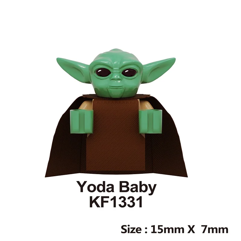 

Baby Yoda juguete Building Blocks Starw Rey PoE Dameron Mandalorian Jango Fett Drabatan Figures Gift Toys For Children KF1331