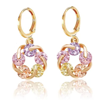 

MxGxFam Gold Color 18 k Lucky Rotating Earrings Drop Women Multicolor Europe Style High quality AAA+ Zircon