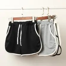 Летние весенние женские спортивные повседневные однотонные модные шорты с высокой талией