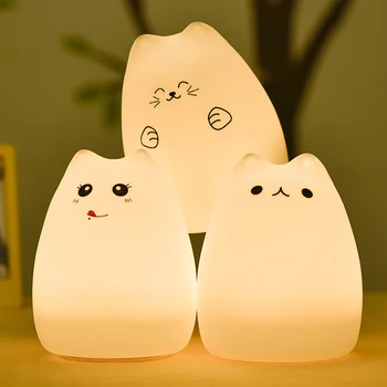 

WAKYME 2 Modes LED Night Lamp 7 Colors Silicone Touch Sensor LED Night Light Bedroom Decor for Children Baby Kids Gifts