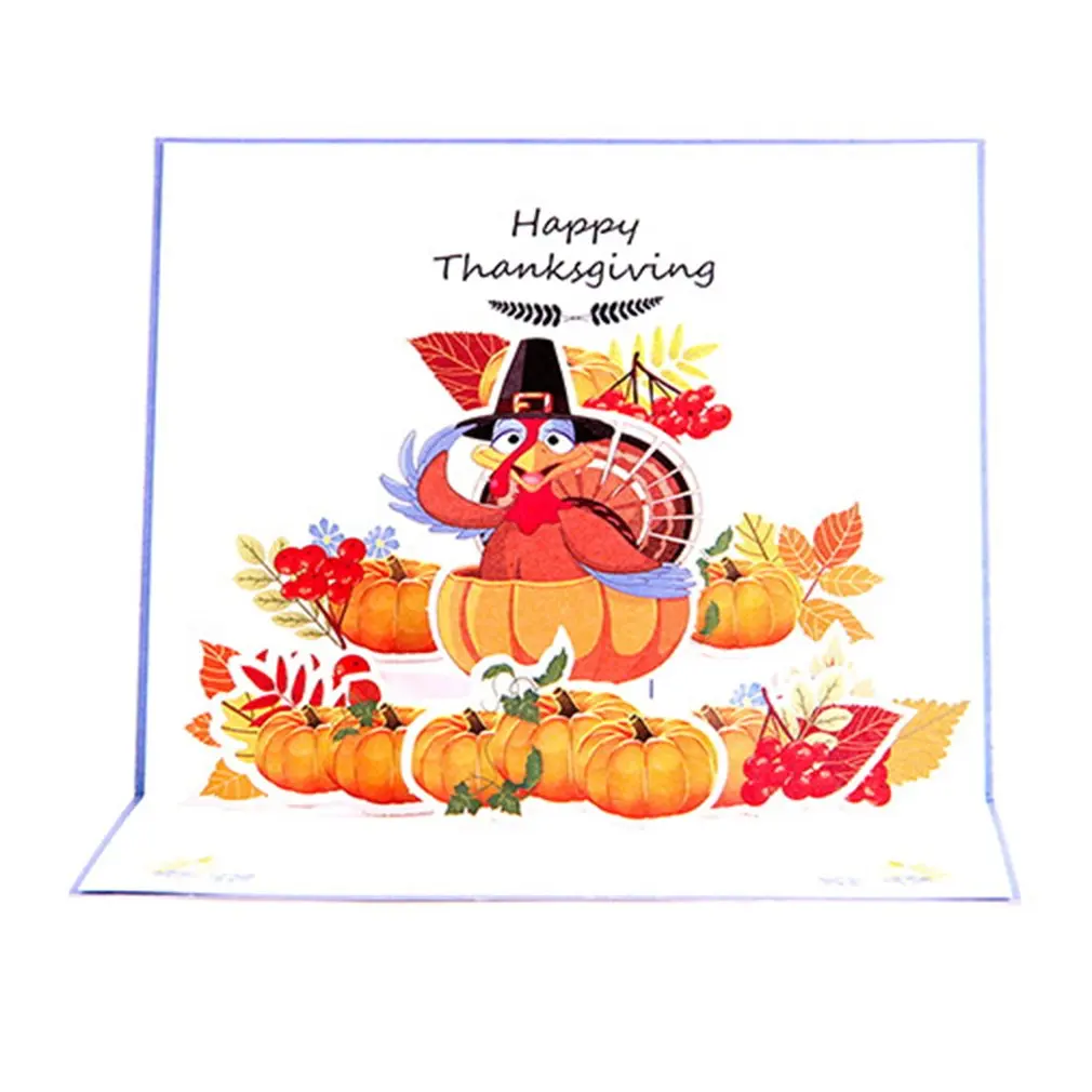 3D Pop up Card Handmade Turkey Pumpkin Pattern Card for Thanksgiving Day Anniversary Greeting Card Invitations Card