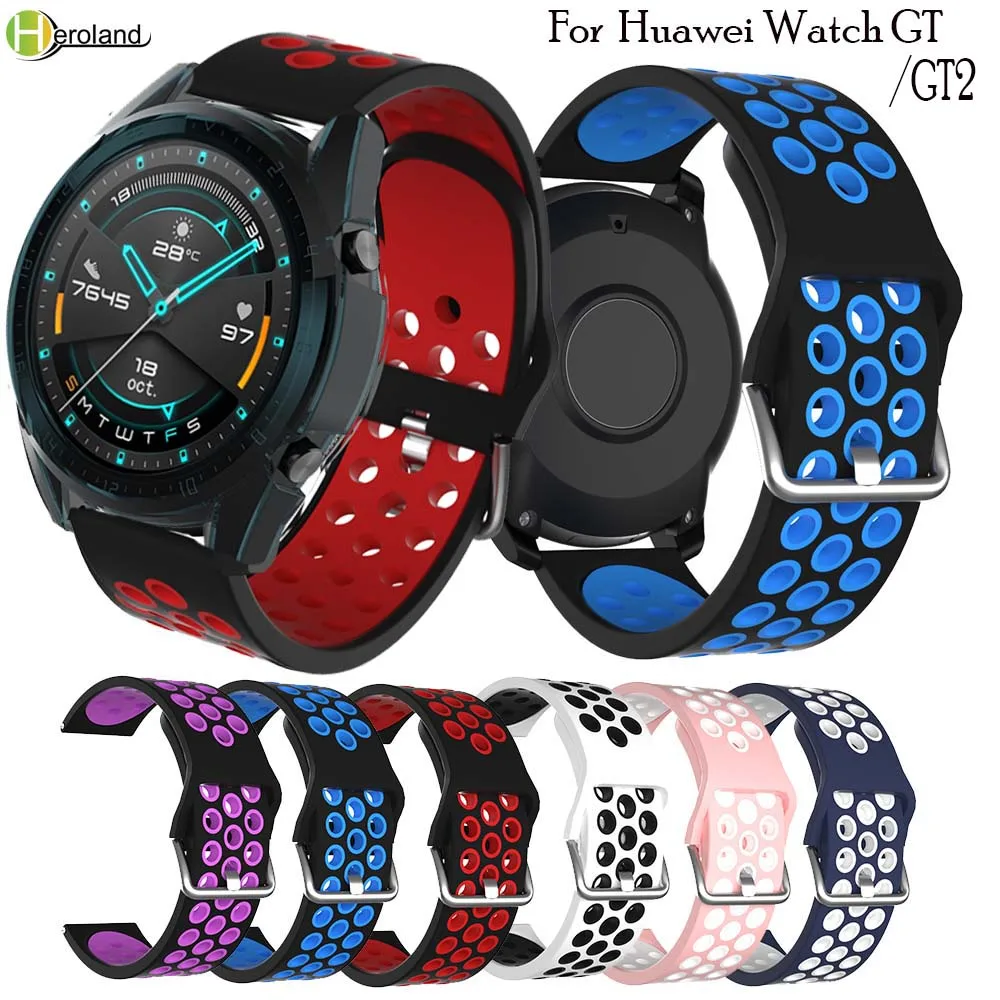 22 мм силиконовый ремешок для часов Huawei Watch GT GT2 42 46 активный элегантный спортивный