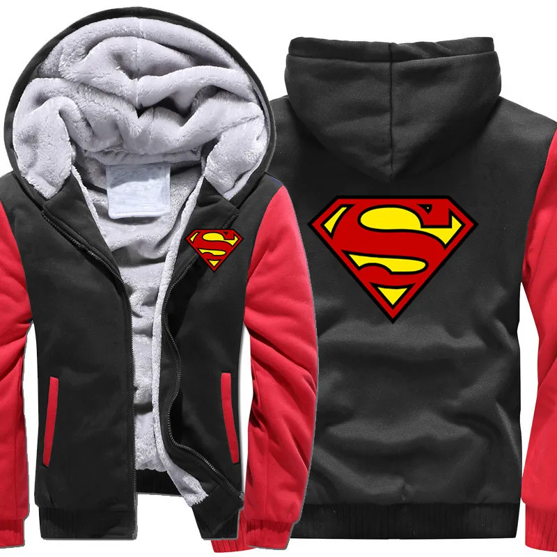  Mens Superman hoodie DC Comic thickening zipperhoodies Top Superhero Logo Slim Fit 2020 streetwear