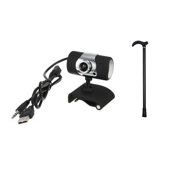 

1Pcs Aluminium Alloy Ultralight Walking Stick Adjustable Walking Cane for Elderly & 1Pcs 3.0 Mega Pixel USB with Miniphone Webca