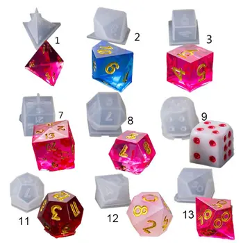 

DIY Crystal Epoxy Mold Dice Fillet Shape Multi-spec Digital Game High Mirror dice mold silicone Mould Making
