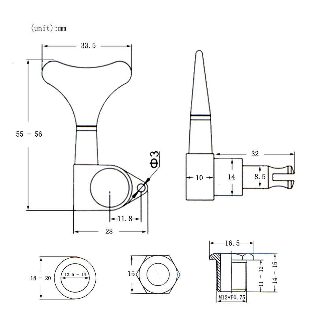 5pcs Classical Guitar-String Tuning Pegs Tuners Machine Heads - 1 Left 4 Right, 2.17-2.20 inch