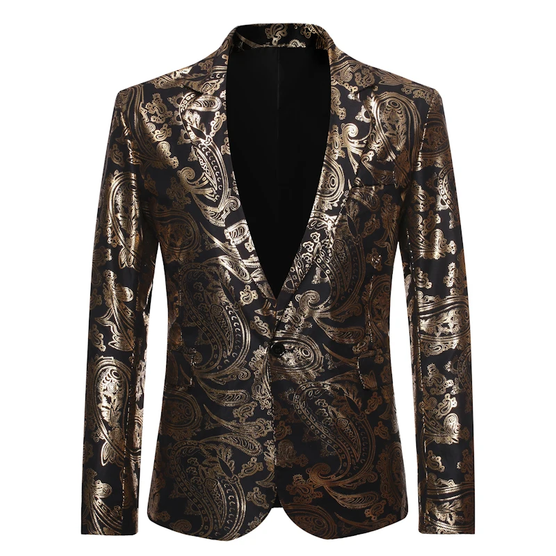 men blazer Suit Jacket Fashion Print Men Blazer  Slim Fit Casual Blazer Homme Coat Hip Hop Singer Flower Blazer men blazer