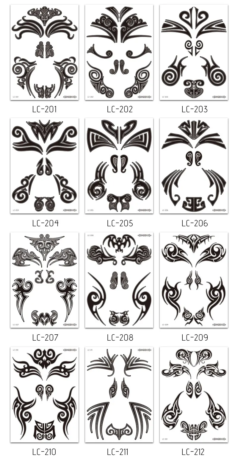 LC-201~212毛利人脸贴详情-产品展示