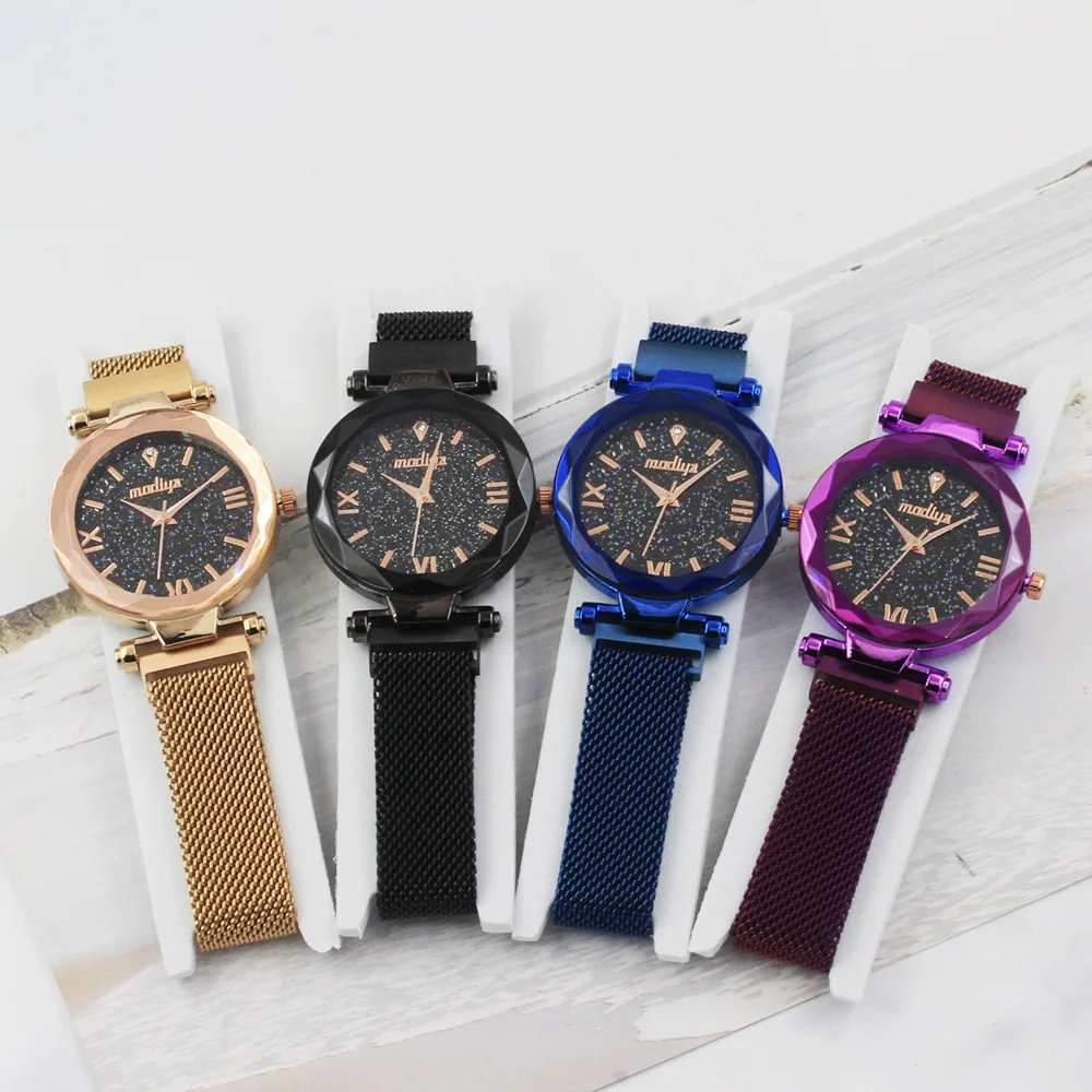 MODIYA женские магнитные часы Звездное небо роскошные женские часы модные женские кварцевые наручные часы с бриллиантами Relogio Feminino Zegarek